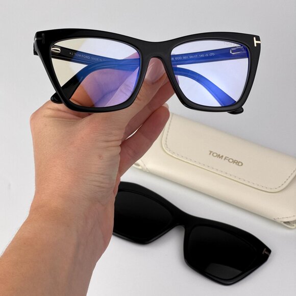 Tom Ford FT5971-B Women’s Black Glasses Magnetic Clip-On | Model FT5971-B 014 - Picture 3 of 13
